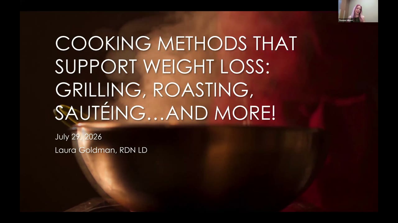 Registered Dietitian Laura Goldman presenting the Premier Weight Loss webinar Cooking Methods That Support Weight Loss: Grilling, Roasting, Sauteing and More
