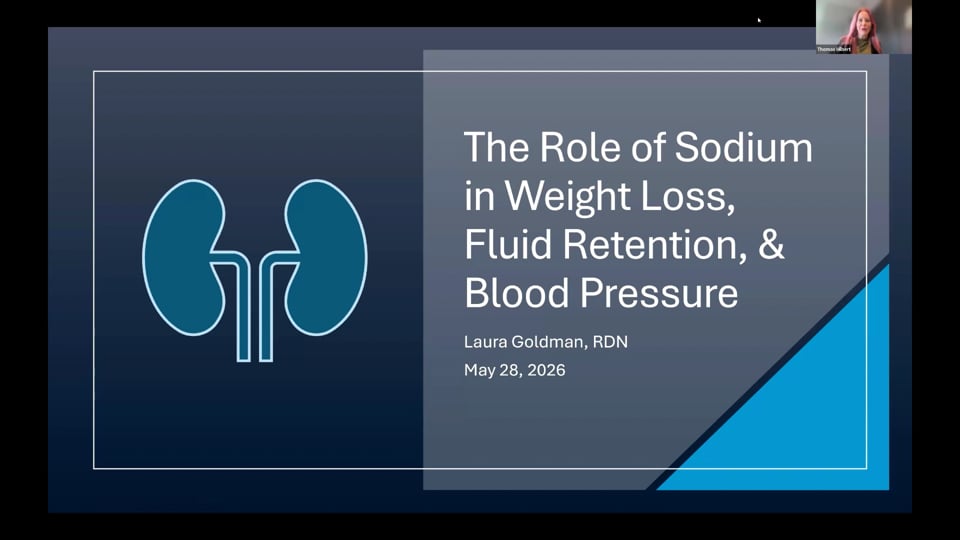 Registered Dietitian Laura Goldman presenting the Premier Weight Loss webinar The Role of Sodium in Weight Loss, Fluid Retention, and Blood Pressure