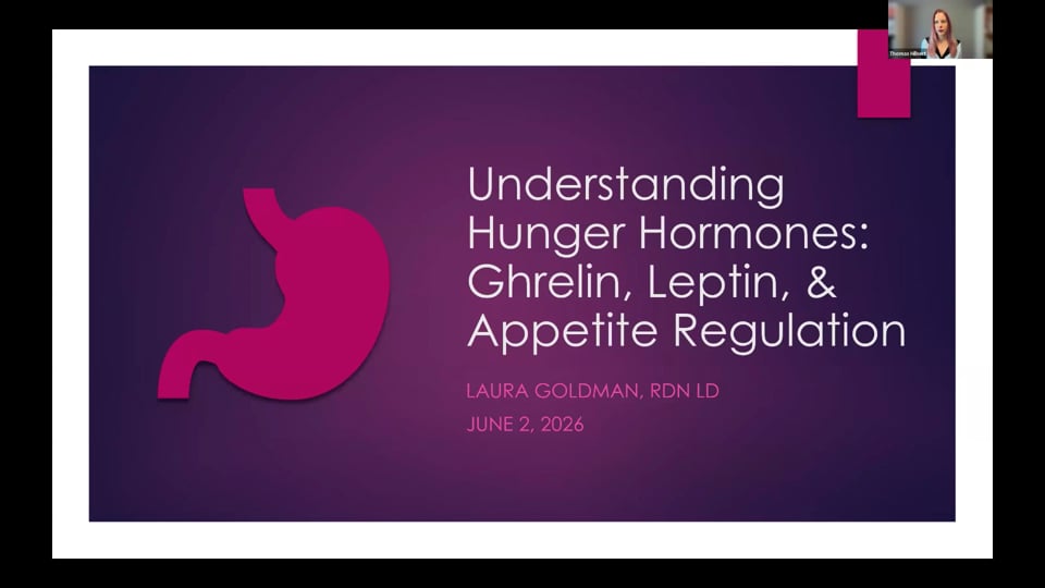 Registered Dietitian Laura Goldman presenting the Premier Weight Loss webinar Understanding Hunger Hormones: Ghrelin, Leptin, and Appetite Regulation