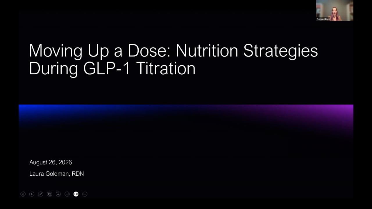 Registered Dietitian Laura Goldman presenting the Premier Weight Loss webinar Moving Up a Dose: Nutrition Strategies During GLP-1 Titration