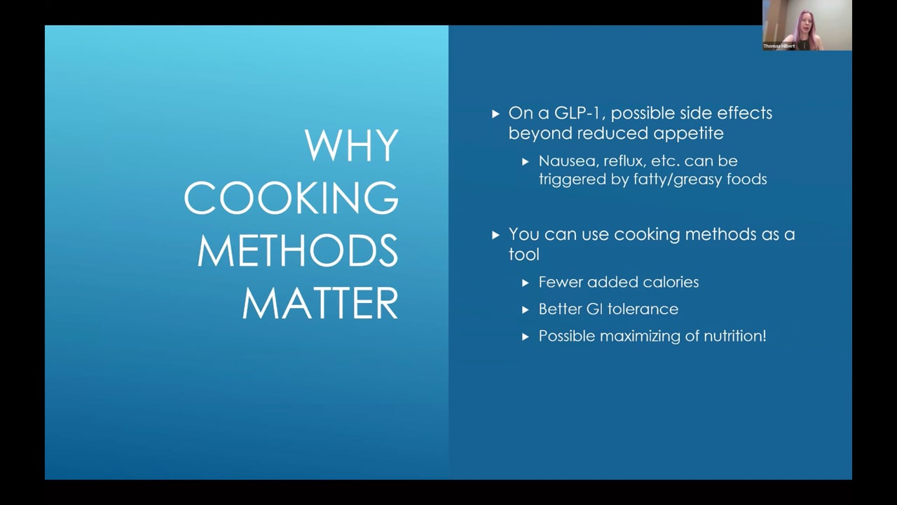 Registered Dietitian Laura Goldman presenting the Premier Weight Loss webinar Cooking Methods That Support Weight Loss: Grilling, Roasting, Sauteing and More