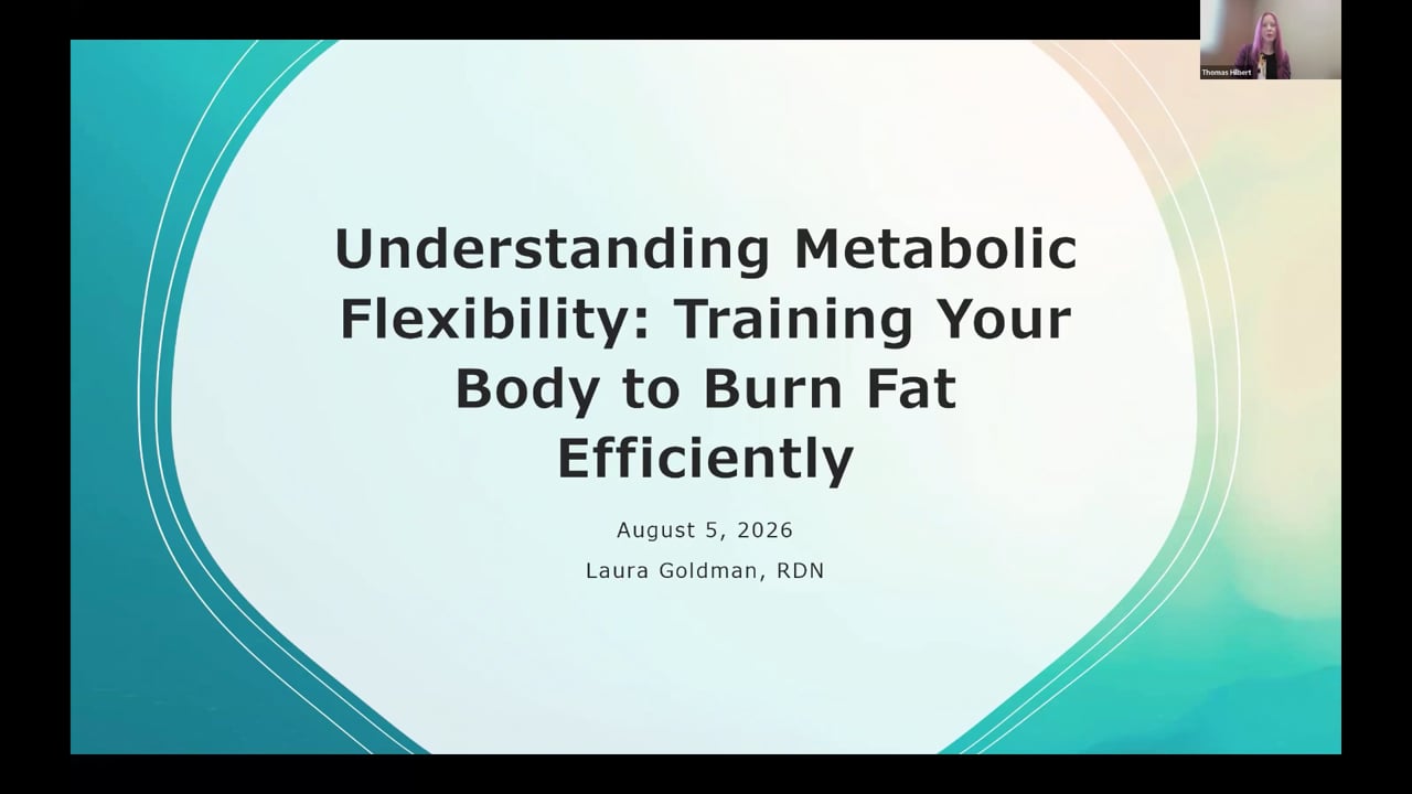 Registered Dietitian Laura Goldman presenting the Premier Weight Loss webinar Understanding Metabolic Flexibility: Training Your Body to Burn Fat Efficiently