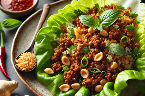 Thai Beef Lettuce Wraps with Basil Rice
