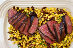 Seared Steak with Italian Street Corn & Basil Pistou