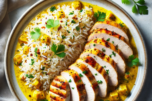 Pan-Roasted Chicken with Curried Coconut Rice
